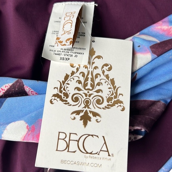 Becca Floral Orchid Bloom Front Twist Bikini Bottom Size XS NWT - Picture 6 of 9